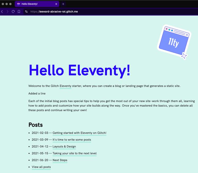 Glitch screen - full live website in a private browser window
